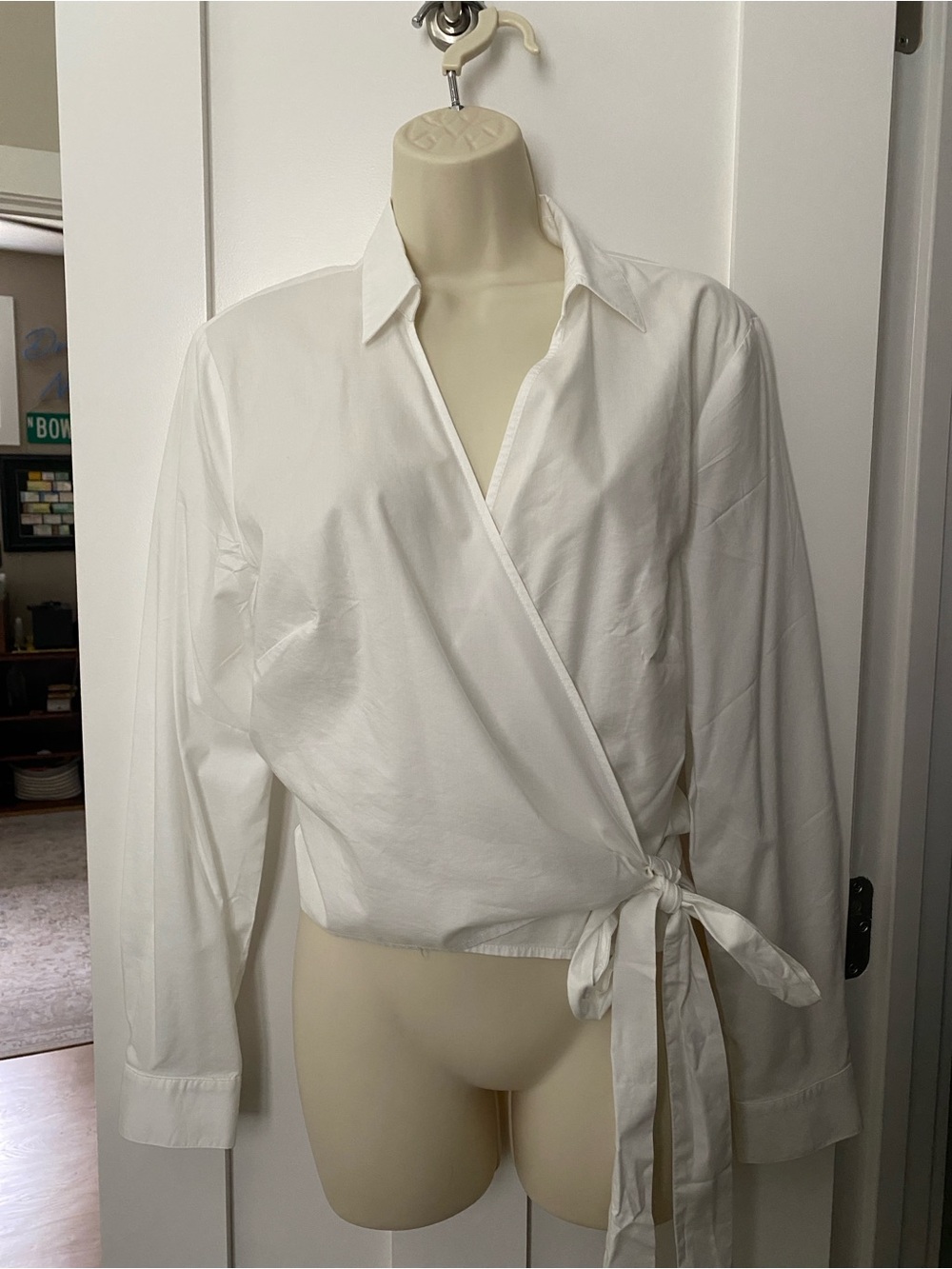 Loft White Wrap front  Blouse Medium